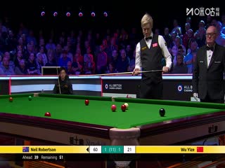 斯諾克英錦賽正賽16進(jìn)8輪次 尼爾·羅伯遜6-1吳宜澤 20251203